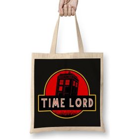 Humuts Dr Who Jurassic Park Time Lord Açık Bej Uzun Saplı Bez Çanta