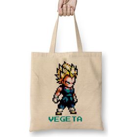 Humuts Dragon Ball Z Pixel Vegeta Açık Bej Uzun Saplı Bez Çanta