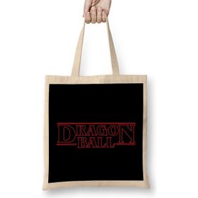 Humuts Dragon Ball Z Stranger Things Text Açık Bej Uzun Saplı Bez Çanta