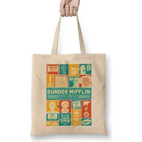 Humuts Dunder Mifflin Açık Bej Uzun Saplı Bez Çanta