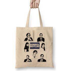 Humuts Dunder Mifflin Paper Company Office Açık Bej Uzun Saplı Bez Çanta
