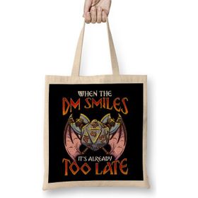 Humuts Dungeon Master When The Dm Smiles Its Too Late Funny Gaming Bez Uzun Saplı Açık Bej Rengi Çanta