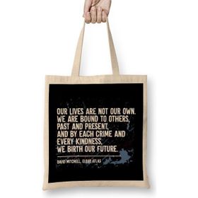 Humuts Dystopian Our Lives Are Not Our Own Quote Bez Uzun Saplı Açık Bej Rengi Çanta