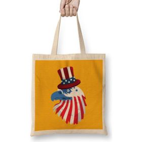 Humuts Eagle Happy Independence Day 4th Of July Gift Bez Uzun Saplı Açık Bej Rengi Çanta