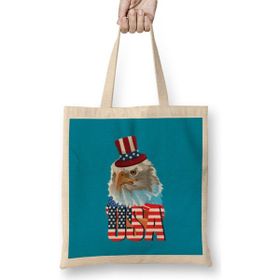 Humuts Eagle Independence Day 4th Of July Gift Celebration Bez Uzun Saplı Açık Bej Rengi Çanta