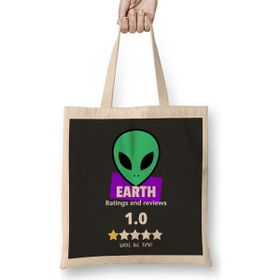 Humuts Earth Alien Rating Açık Bej Uzun Saplı Bez Çanta