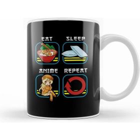 Humuts Eat Sleep Anime Repeat Cute Anime Obsessed Beyaz Kupa