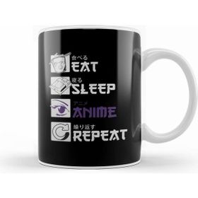 Humuts Eat Sleep Anime Repeat Funny Japanese Manga Tee Beyaz Kupa