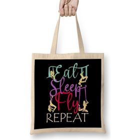 Humuts Eat Sleep Fly Repeat Aerial Yoga Silks Bez Uzun Saplı Açık Bej Rengi Çanta