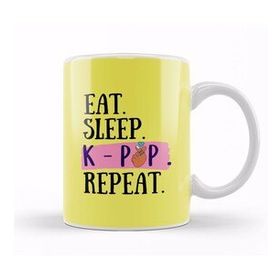 Humuts Eat Sleep Kpop Repeat Funny Quote Beyaz Kupa