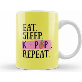 Humuts Eat Sleep Kpop Repeat Funny Quote Beyaz Kupa