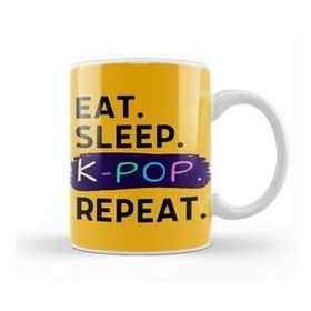 Humuts Eat Sleep Kpop Repeat Funny Quote Beyaz Kupa