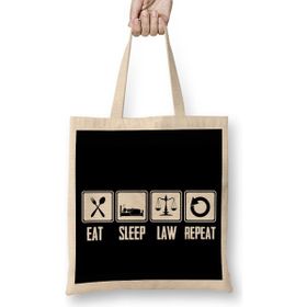 Humuts Eat Sleep Law Repeat School Lawyer Gift 01 Bez Uzun Saplı Açık Bej Rengi Çanta