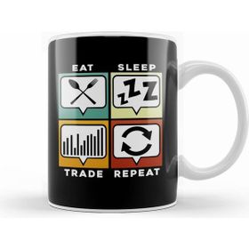 Humuts Eat Sleep Trade Repeat Funny Trading Investing Beyaz Kupa