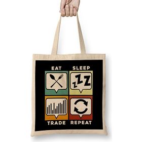 Humuts Eat Sleep Trade Repeat Funny Trading Investing Bez Uzun Saplı Açık Bej Rengi Çanta