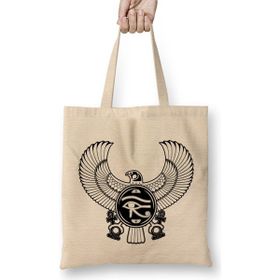Humuts Egyptian Eye Of Horus Wadjet Açık Bej Uzun Saplı Bez Çanta