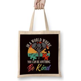 Humuts Elephant Autism Awareness Support Autistic Heart Puzzle Kind Bez Uzun Saplı Açık Bej Rengi Çanta