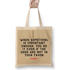 Humuts Elon Musk Quotes-Motivation Inspiration Success Work Gifts Uzun Saplı Açık Bej Bez Çanta