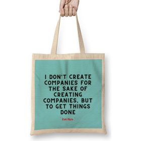 Humuts Elon Musk Quotes-Motivation Inspiration Success Work Gifts Uzun Saplı Açık Bej Bez Çanta