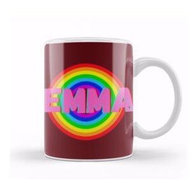 Humuts Emma Name Personalized Custom Vintage Retro Rainbow Style Design Gift Baby Gift For Her Beyaz Kupa