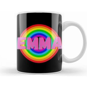 Humuts Emma Name Personalized Custom Vintage Retro Rainbow Style Design Gift Baby Gift For Her Beyaz Kupa