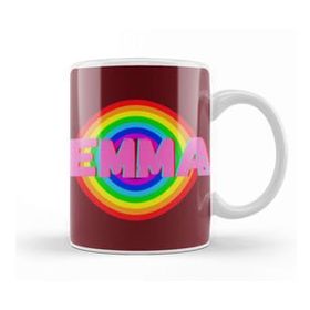 Humuts Emma Name Personalized Custom Vintage Retro Rainbow Style Design Gift Baby Gift For Her Beyaz Kupa