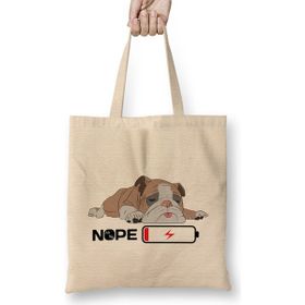 Humuts English Bulldog Lover Snoozing Bulldog Bez Uzun Saplı Açık Bej Rengi Çanta