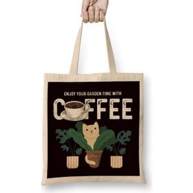 Humuts Enjoy Garden With Coffee Plants Cat Gardening Planting Lawn Bez Uzun Saplı Açık Bej Rengi Çanta