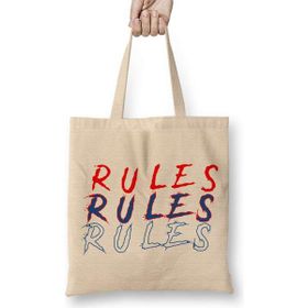 Humuts Estampa Rules Açık Bej Uzun Saplı Bez Çanta