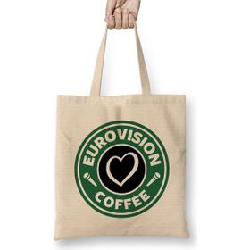 Humuts Eurovision Coffee Açık Bej Uzun Saplı Bez Çanta