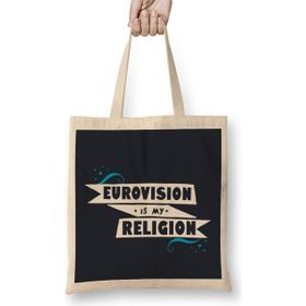Humuts Eurovision Is My Religion Açık Bej Uzun Saplı Bez Çanta