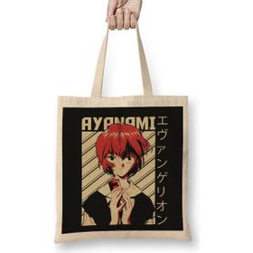 Humuts Evangelion Rei Ayanami Açık Bej Uzun Saplı Bez Çanta