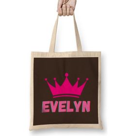Humuts Evelyn -Name personalized Custom - vintage Retro Rainbow Style Design Gift Baby-Gift For Her Uzun Saplı Bez Çanta