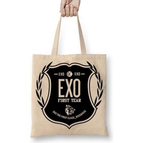 Humuts Exo Logo Açık Bej Uzun Saplı Bez Çanta