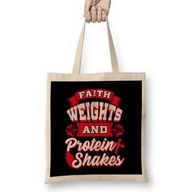 Humuts Faith Weights And Protein Shakes Religion Workout Uzun Saplı Bez Çanta