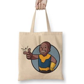 Humuts Fallout Vault Boy Thanos Açık Bej Uzun Saplı Bez Çanta