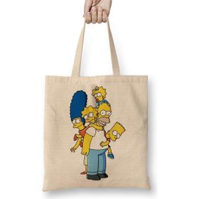 Humuts Familia Simpsons Açık Bej Uzun Saplı Bez Çanta