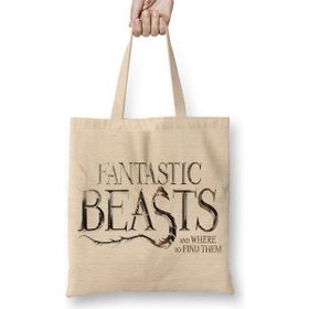 Humuts Fantastic Beasts Açık Bej Uzun Saplı Bez Çanta