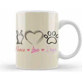 Humuts Fashion Peace Love Dogs Funny Summer Female Beyaz Kupa