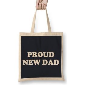 Humuts Fathers Day Proud New Dad Bez Uzun Saplı Açık Bej Rengi Çanta