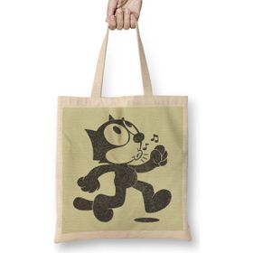 Humuts Felix The Cat Retro Faded Design Açık Bej Uzun Saplı Bez Çanta