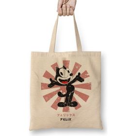 Humuts Felix The Cat Retro Japanese Açık Bej Uzun Saplı Bez Çanta