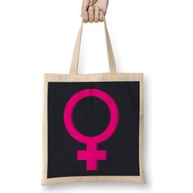 Humuts Female Gender Symbol Açık Bej Uzun Saplı Bez Çanta