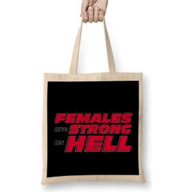 Humuts Females Are Strong As Hell Açık Bej Uzun Saplı Bez Çanta