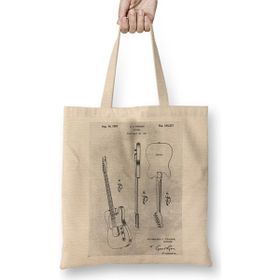 Humuts Fender Guitar 05 Açık Bej Uzun Saplı Bez Çanta