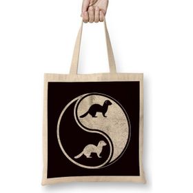Humuts Ferret Yin Yang Ferrets Lover Animal Fans Polecat Nature Bez Uzun Saplı Açık Bej Rengi Çanta