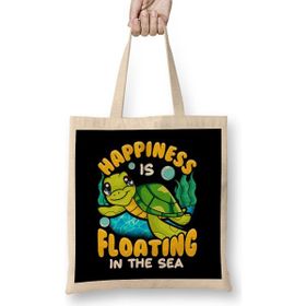 Humuts Fish Sea Turtle Happiness is Floating in the Sea Bez Çanta