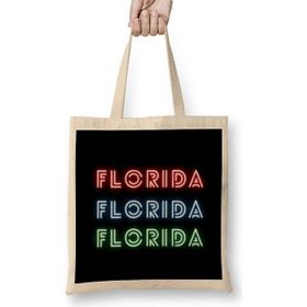 Humuts Florida Love Vintage Retro Rainbow Uzun Saplı Bez Çanta