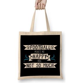 Humuts Football Makes Me Happy You Not So Much Bez Uzun Saplı Açık Bej Rengi Çanta