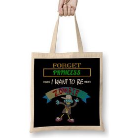 Humuts Forget Princess I Want To Be A Zombie Halloween Bez Uzun Saplı Açık Bej Rengi Çanta